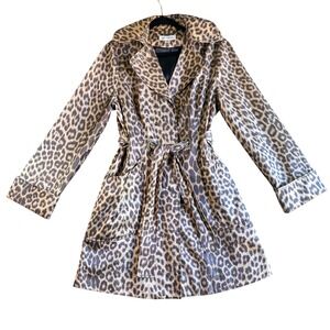 Womens Leopard Print Belted Trench Coat Animal‎ Print Jacket Medium M